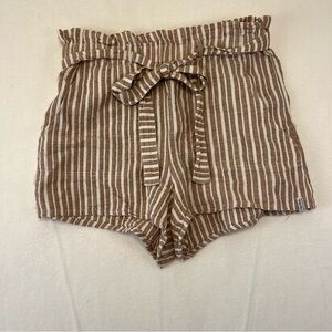 Rhythm summer tan and white striped shorts with tie waist size 4